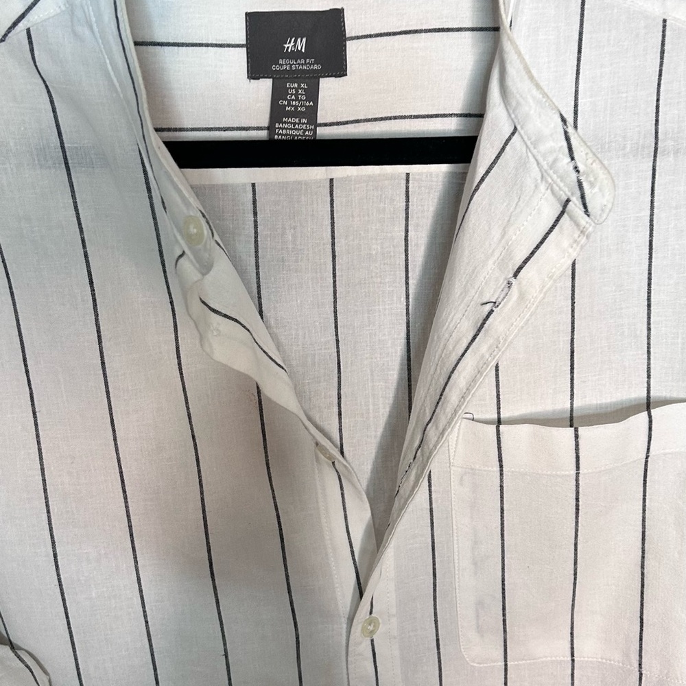 H&M Men's White Striped Shirt